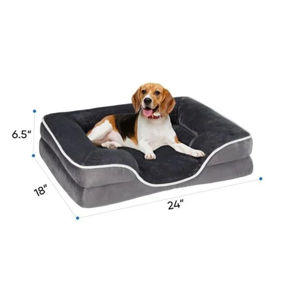 Dog Bed 24"x18" Orthopedic Dog Sofa Bed Small, Supportive Foam Pet Couch - Picture 2 of 5
